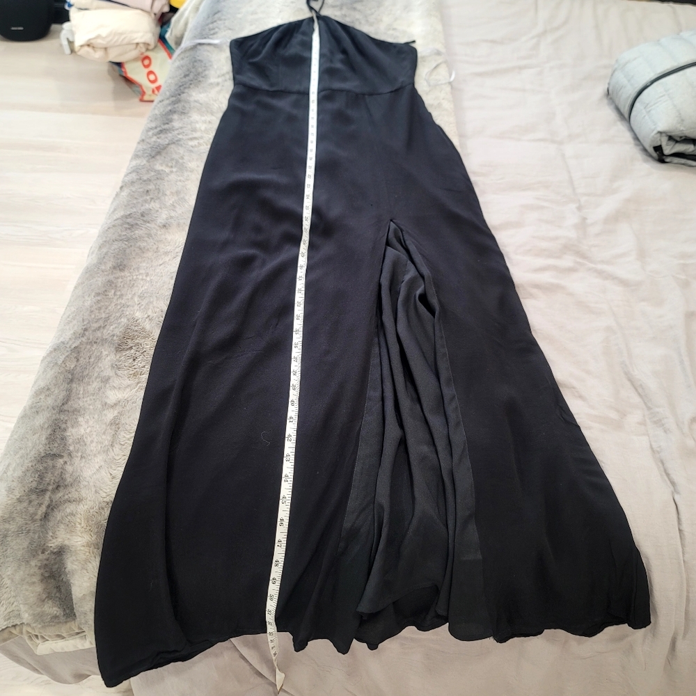 LOVER + FRIENDS Black Halter Gown Maxi Dress With Side Slit Size Medium - Picture 12 of 17